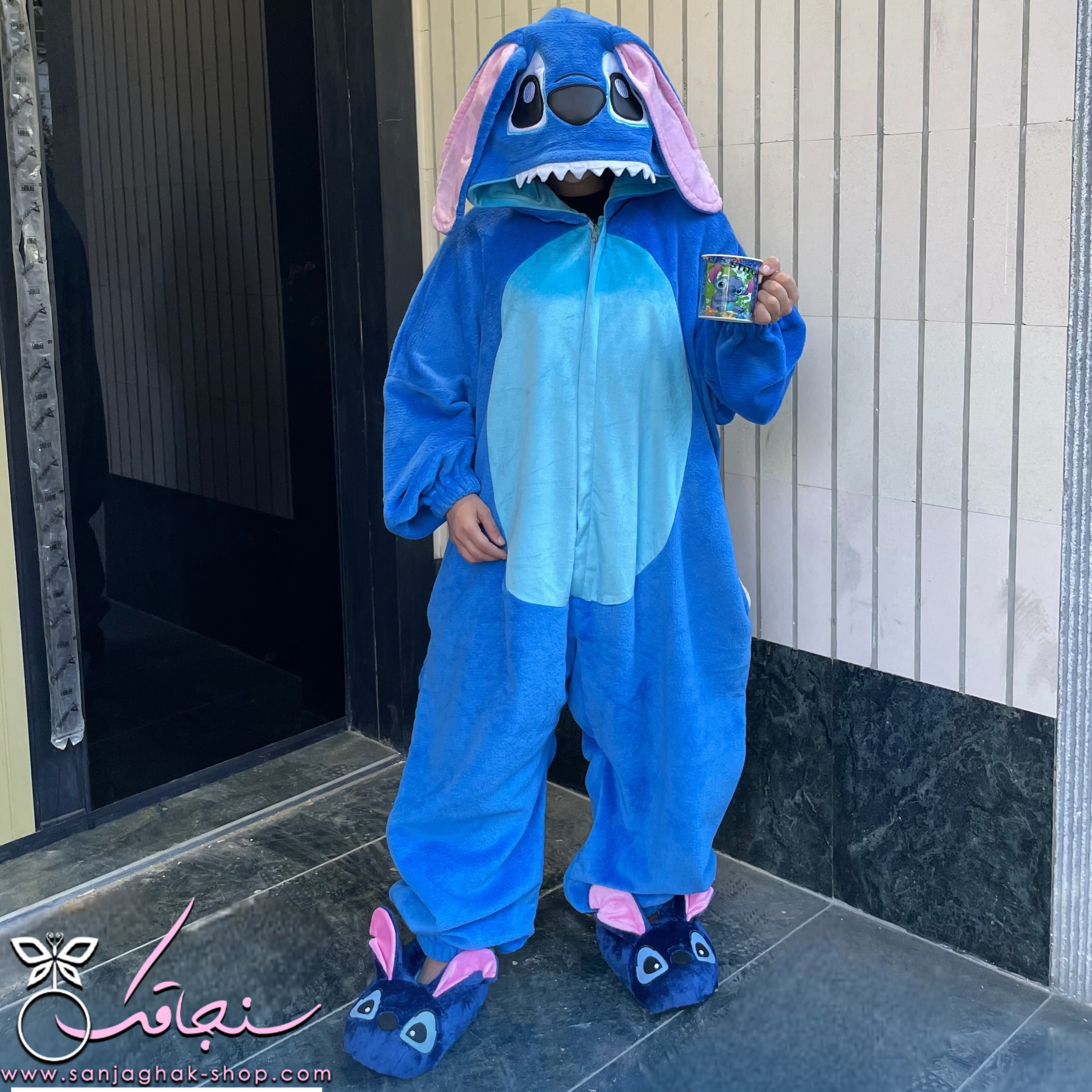 سرهمی و پاپوش استیچ آبی