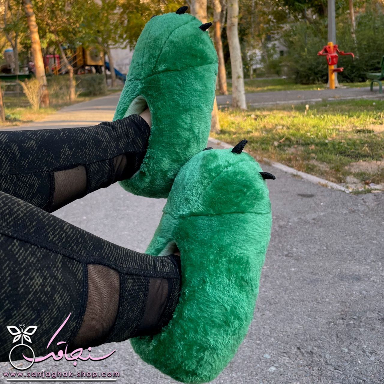 سرهمی و پاپوش دایناسور سبز