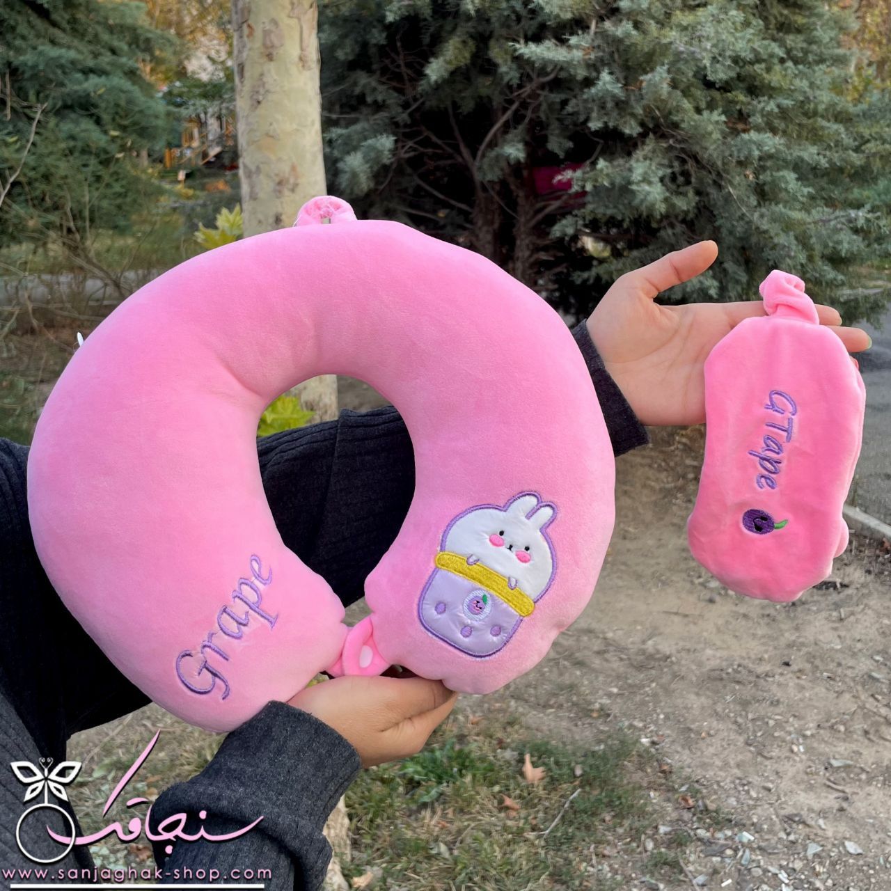 دورگردنی و چشم بند صورتی دورگردنی و چشم بند صورتی