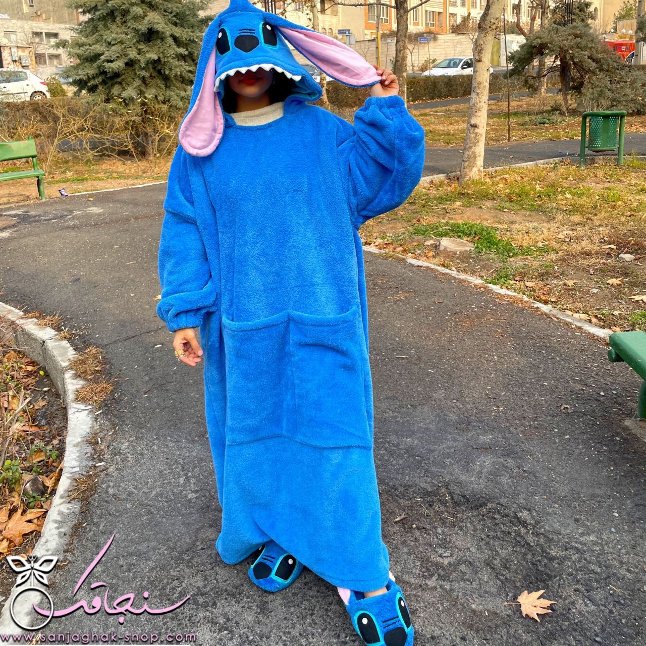 هودی پتو استيچ آبی
