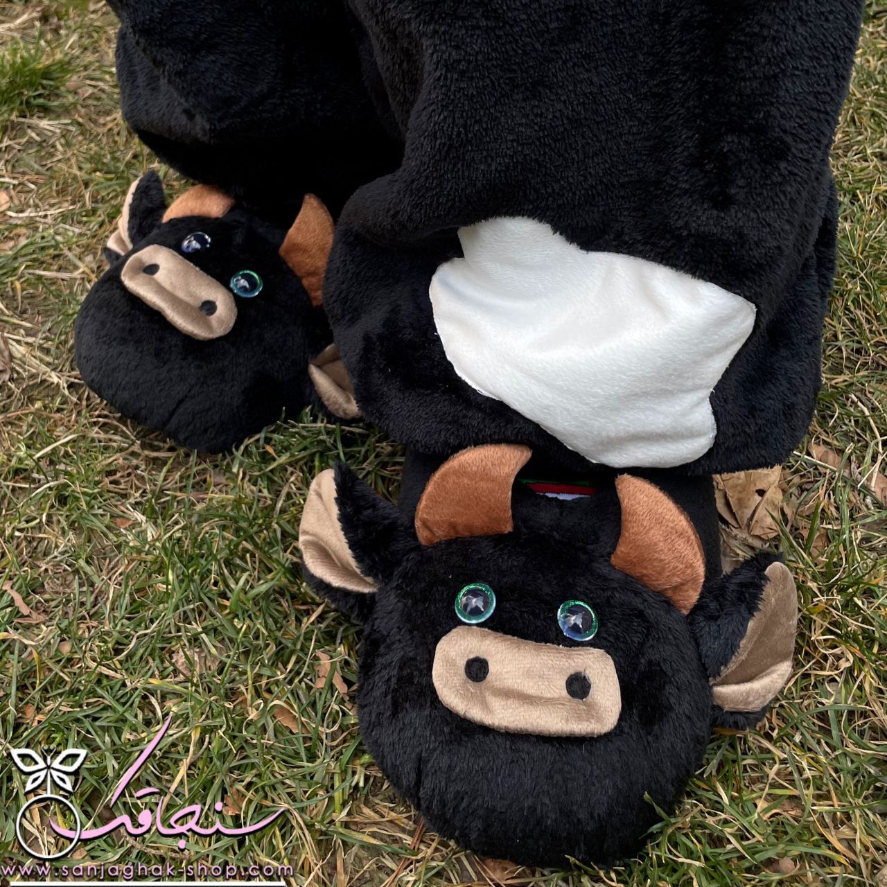 سرهمی و پاپوش طرح گاو مشکی