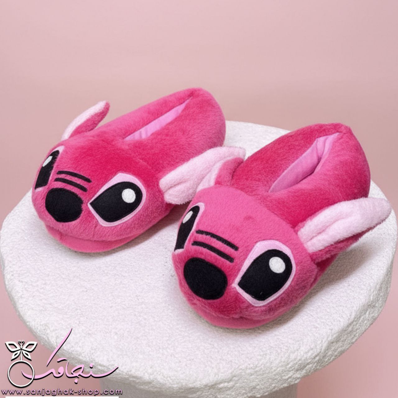 اسليپر(پاپوش)استيچ صورتی ست سرهمی کف چرمی