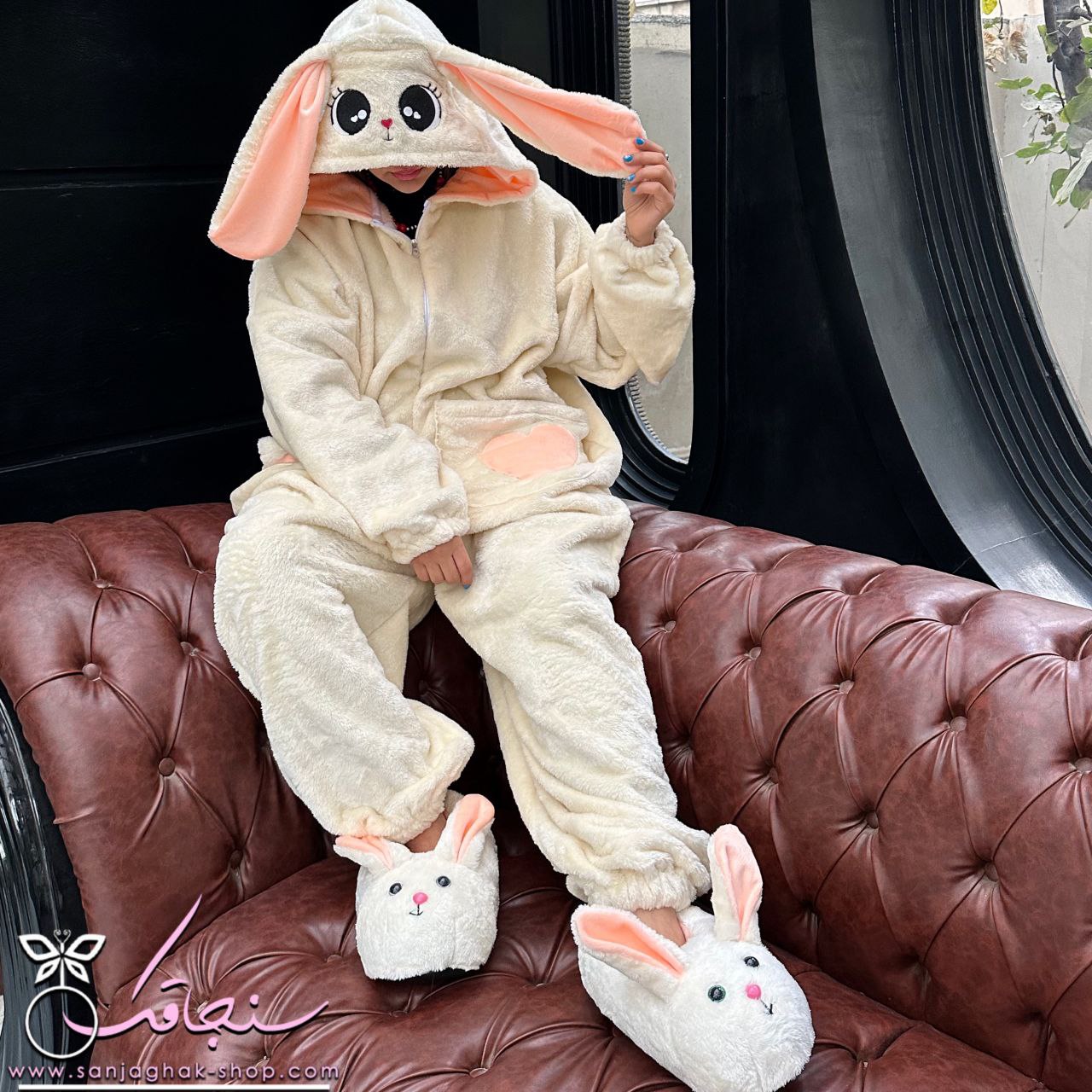 سرهمی و پاپوش خرگوش جیب دار چشم درشت