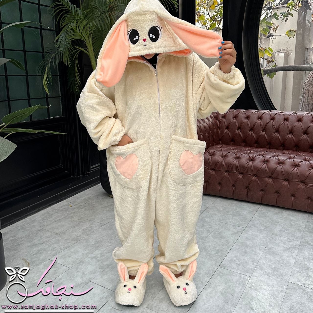 سرهمی و پاپوش خرگوش جیب دار چشم درشت