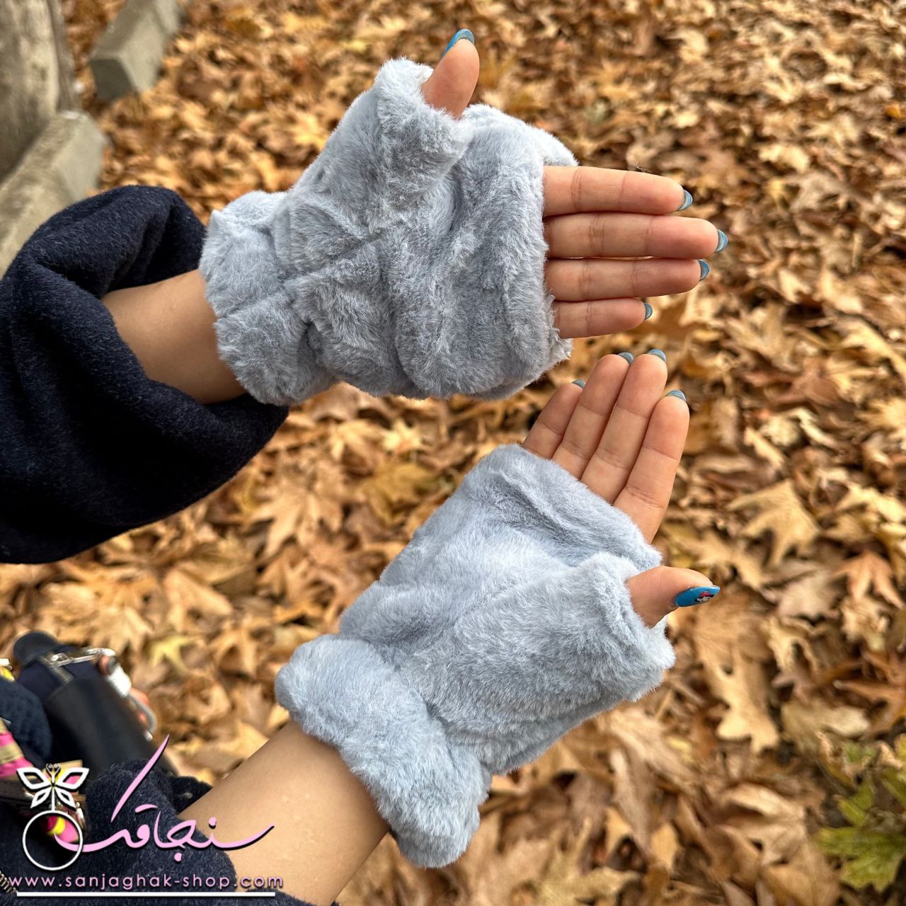 دستكش پنجه گربه رنگ طوسی