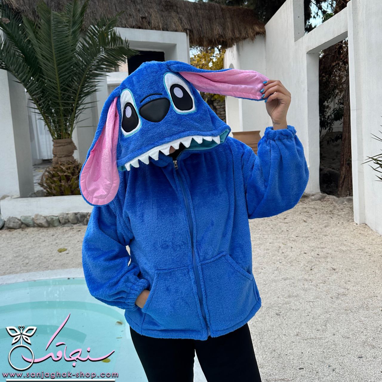 هودی كوتاه جلو زيپ دار استيچ