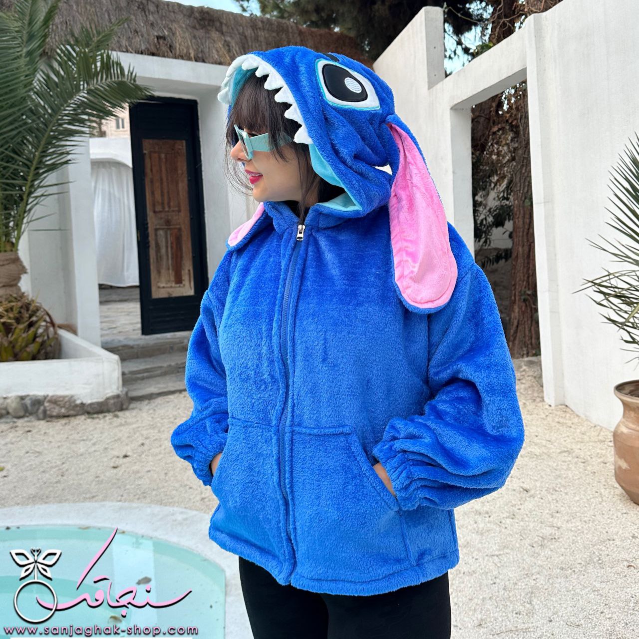 هودی كوتاه جلو زيپ دار استيچ