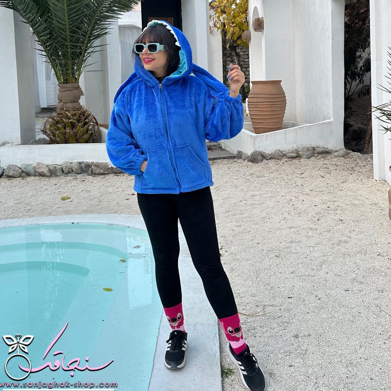 هودی كوتاه جلو زيپ دار استيچ