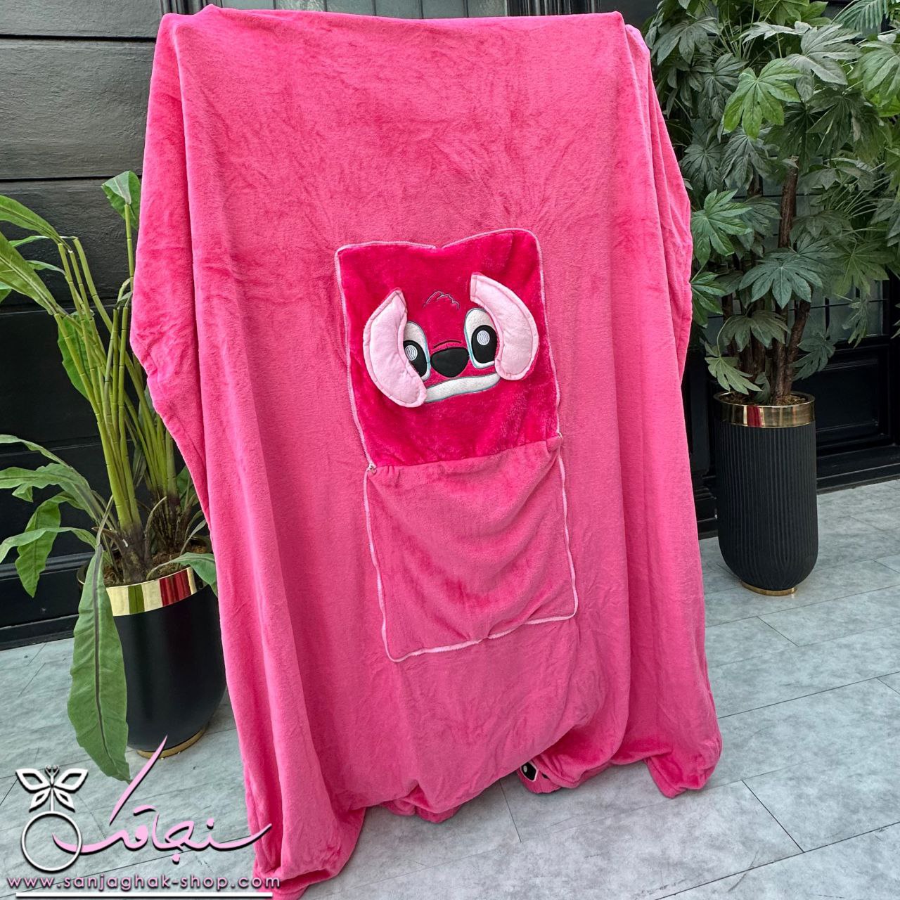 بالشت پتويی استيچ صورتی(آنجل)