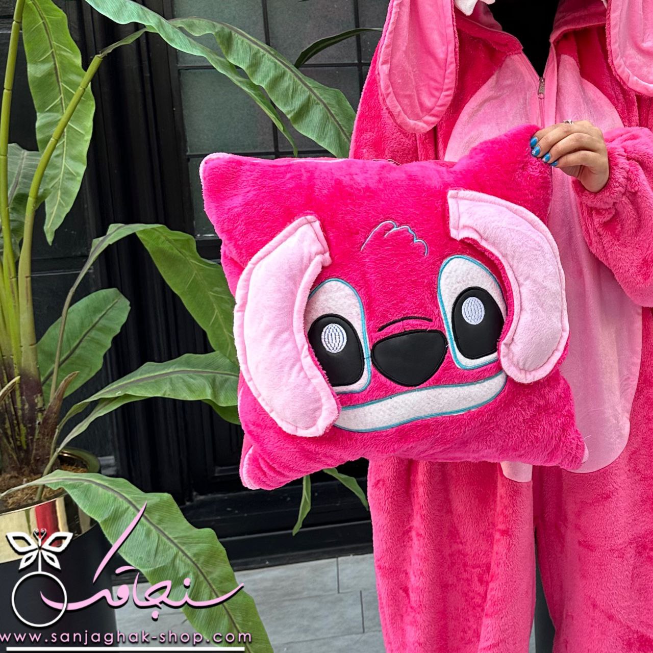 بالشت پتويی استيچ صورتی(آنجل)