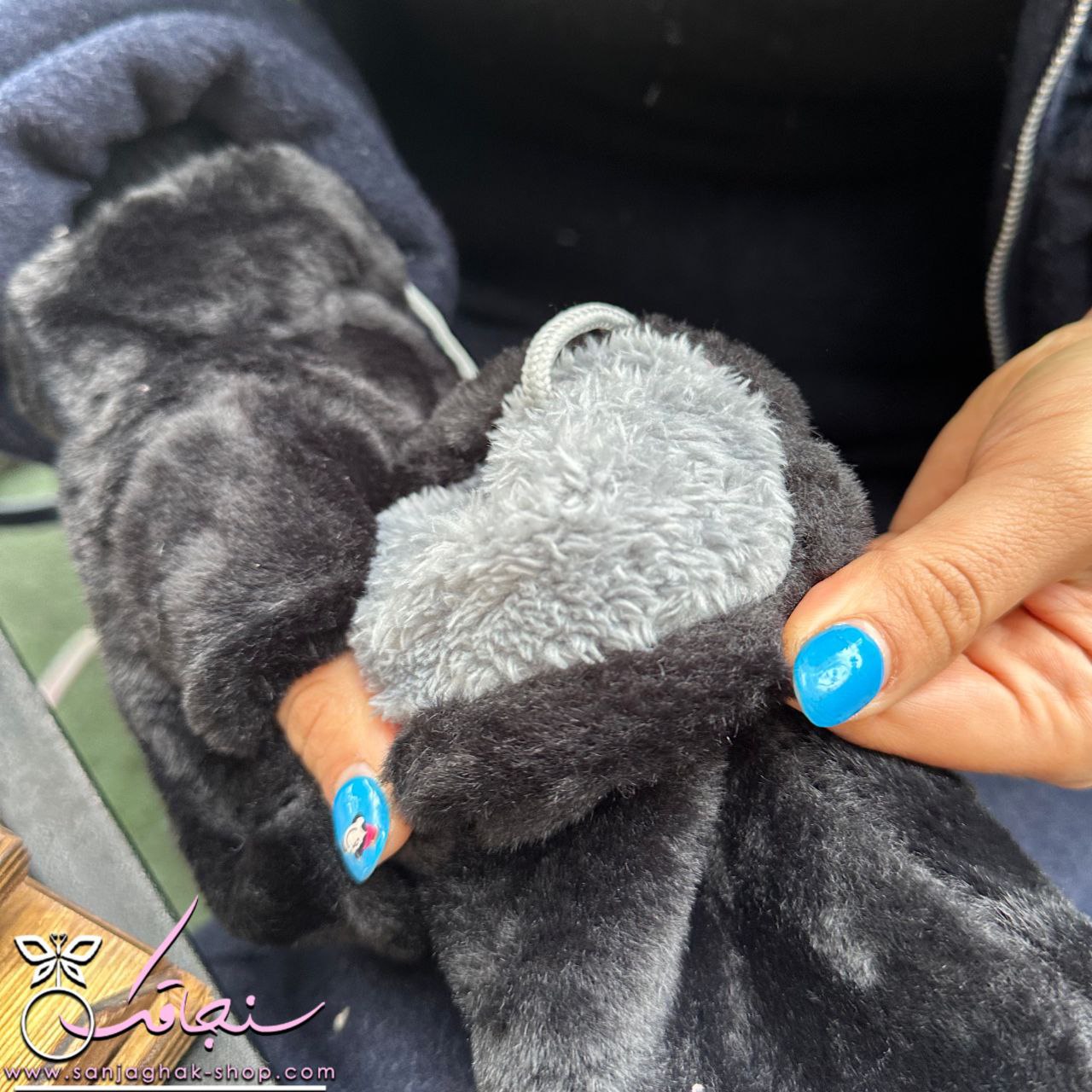 دستكش خزدار تدی مشکی