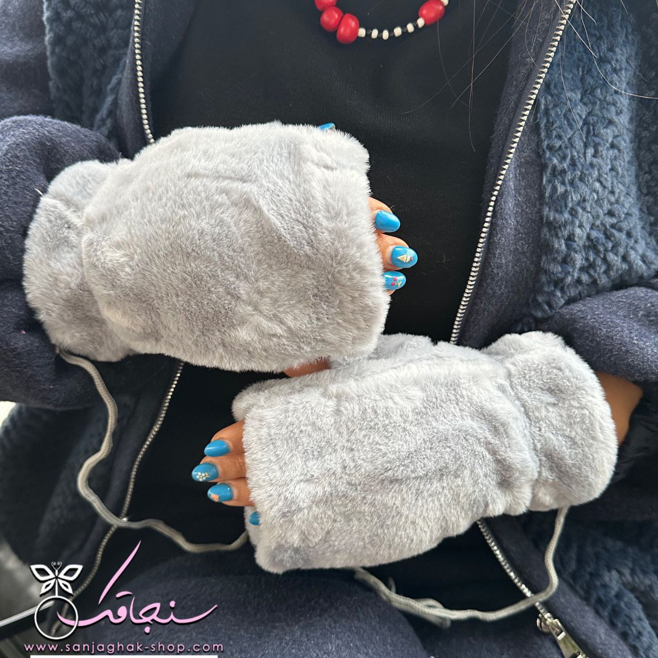 دستكش خزدار تدی طوسی