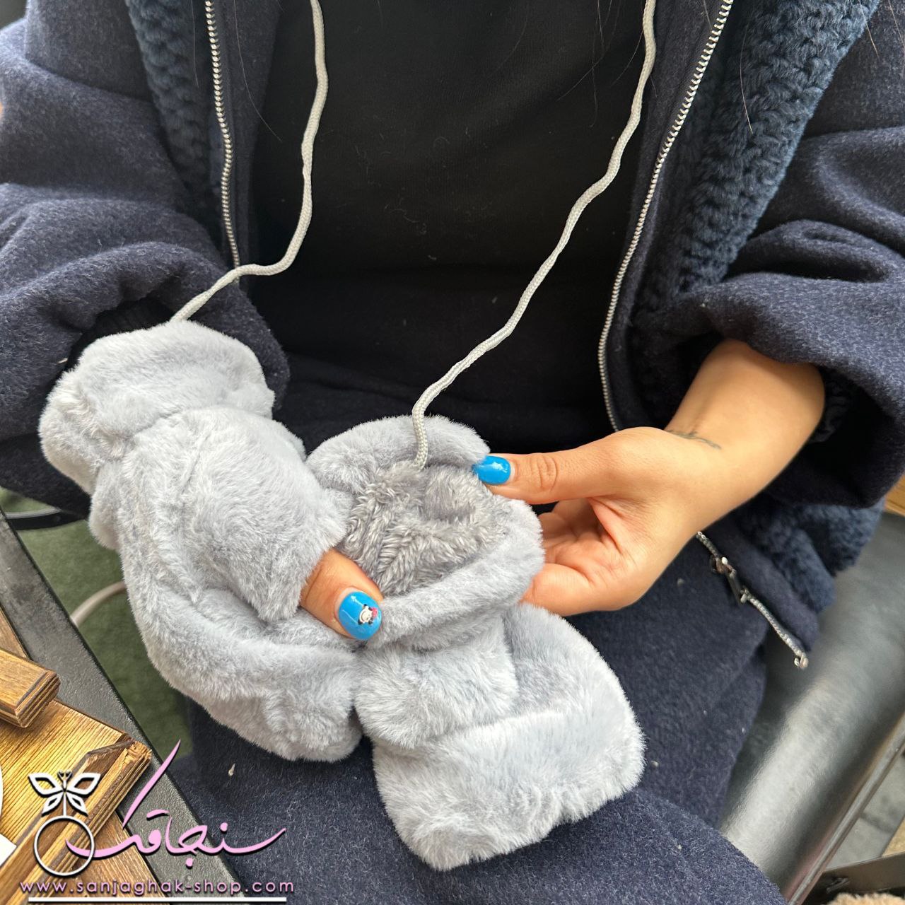 دستكش خزدار تدی طوسی