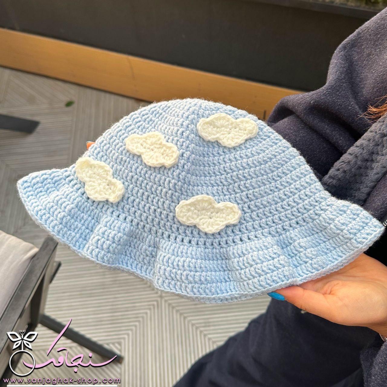كلاه بافت طرح ابر☁️