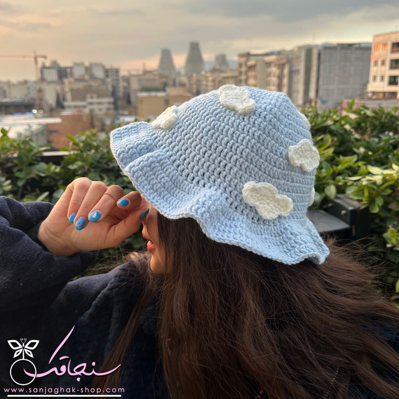 كلاه بافت طرح ابر☁️