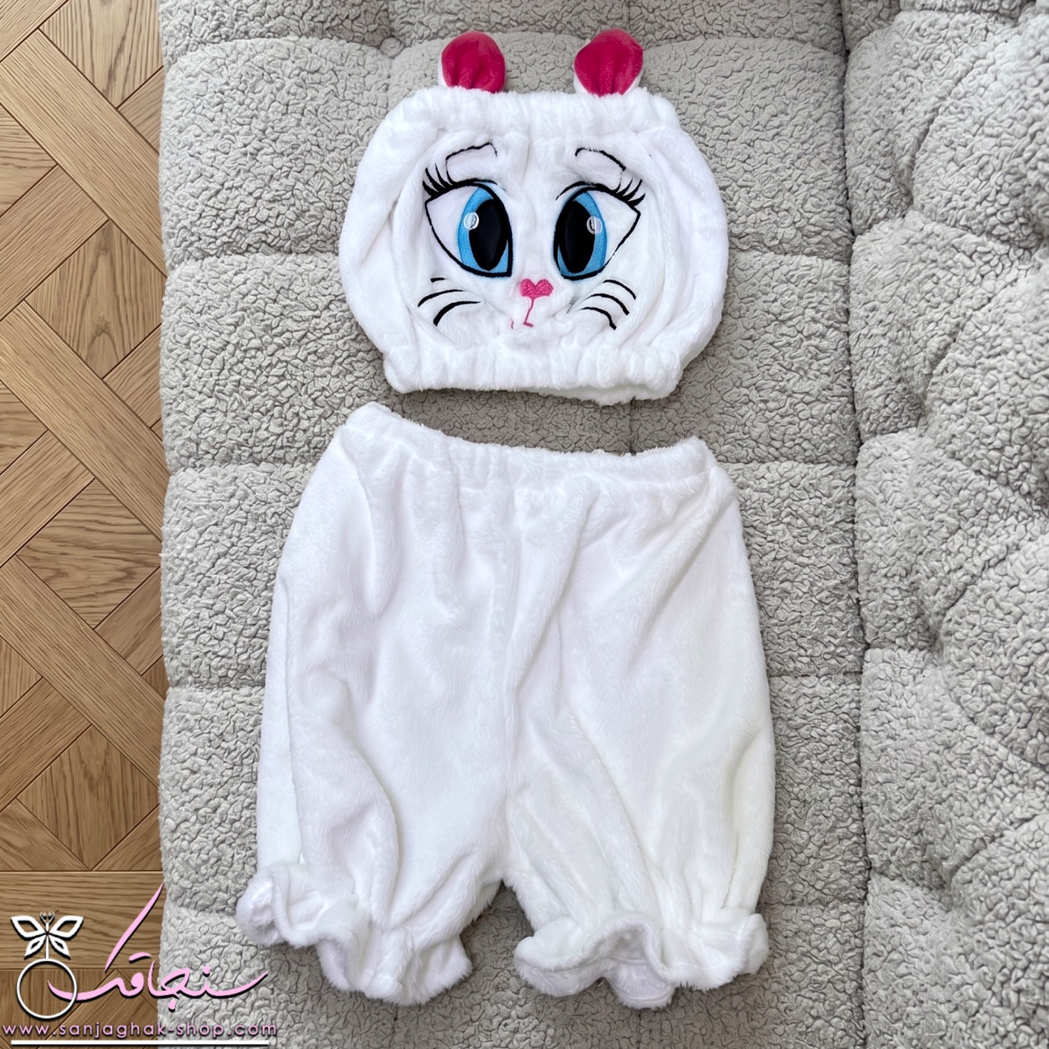 ستِ نيمتنه شلوارک گربه اشرافی(پارچه تدی پوليشی)